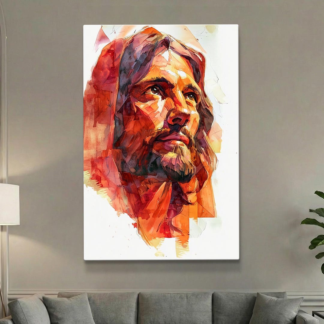Jesus Christ Wall Art | Modern Religious Portrait Canvas Print ...