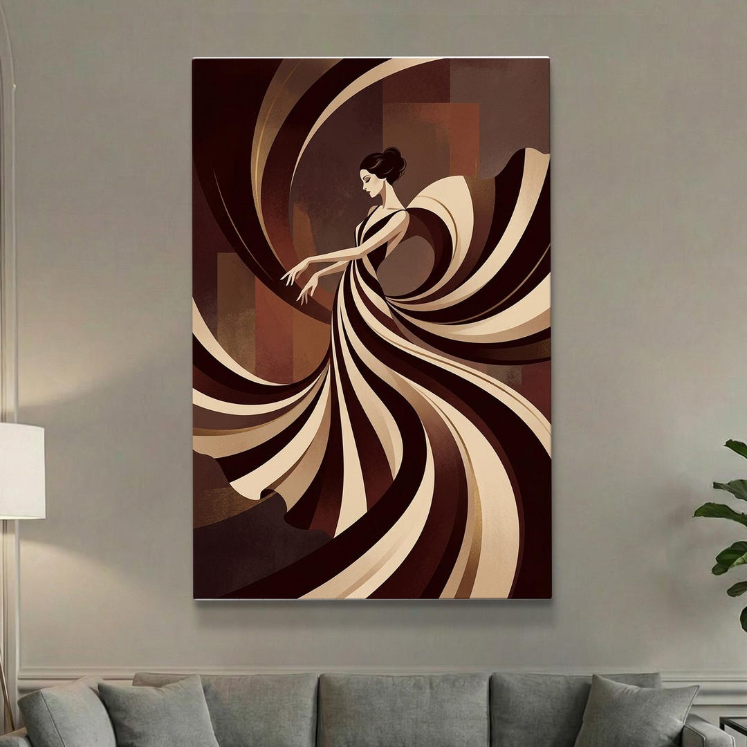 Printable Art | Abstract Woman Art Print | Striped Dress | Modern Wall ...