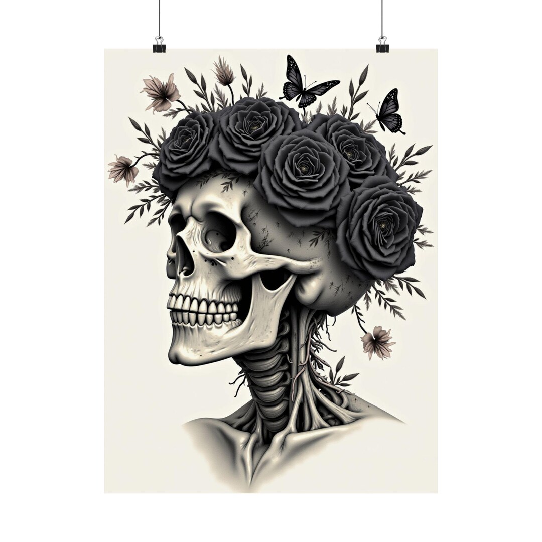 Skull and Roses - Death Witch - 18x24 Matte Poster - Etsy