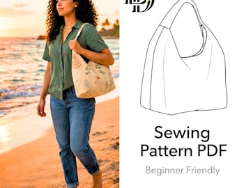 Naaipatroon hobo-tas pdf, eenvoudig naaipatroon voor beginners, trendy slouchy portemonnee, schoudertaspatroon, beginnersvriendelijk, pdf-download