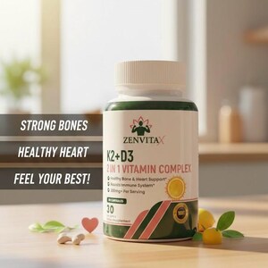 Vitamin K2 D3 Supplement - Bone & Heart Health, Enhanced Absorption