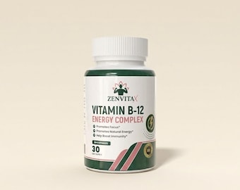 Vitamina B12 2000 mcg: Energía sin bajón, concentración y apoyo cerebral para la productividad diaria en el trabajo.