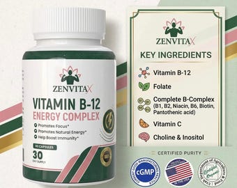 Vitamin B12 2000mcg Energy Boost – No Crash, Focus & Brain Support for Work Daily Productivity