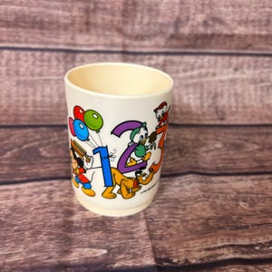 Vintage Superseal Disney Micky Maus ABC 123 Kunststoff Kinder Becher Creme Bild 2