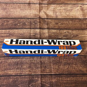 Rollo de película plástica Dow Handi-Wrap vintage de 1974, 100 pies cuadrados, accesorio de cocina retro.