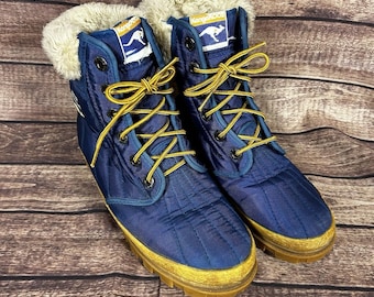 Botas de invierno VTG KangaROOS para hombre, color azul, acolchadas, de piel sintética, resistentes al agua, con bolsillo 9