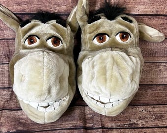 Vintage DreamWorks 2004 Shrek Esel Plüsch Neuheit Hausschuhe Hausschuhe 11-12