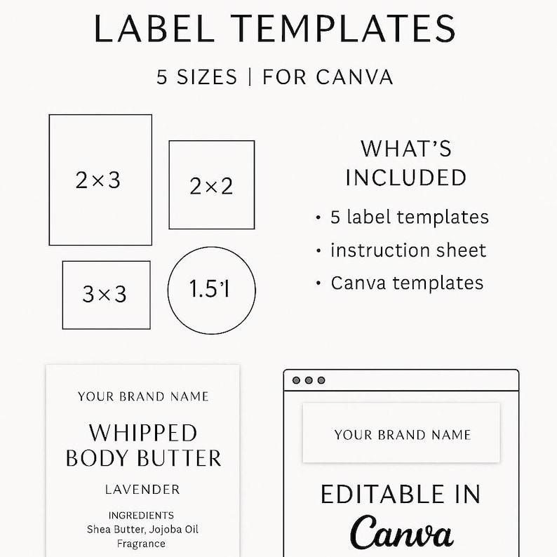 Editable Label Template Pack | Minimalist Black & White Product Labels ...