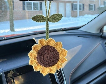 Sunflower Car Ornament, Car Mirror Hanger, Sunflower Car Charm, Rear View Mirror Hanger, Free Shipping, Air Freshener