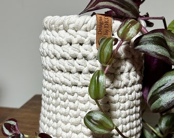 Crochet Basket, Plant Basket, Indoor Plant Basket