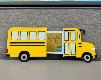 School Bus Gift Card Holder, Birthday Money Holder, Holiday Gift Holder, with Envelope, Unique Card Holder