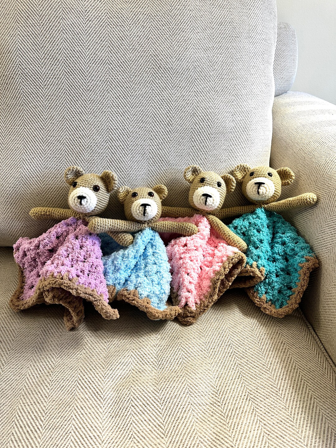 Crochet Lovey Blanket Blanky Baby Bear Blanket Etsy