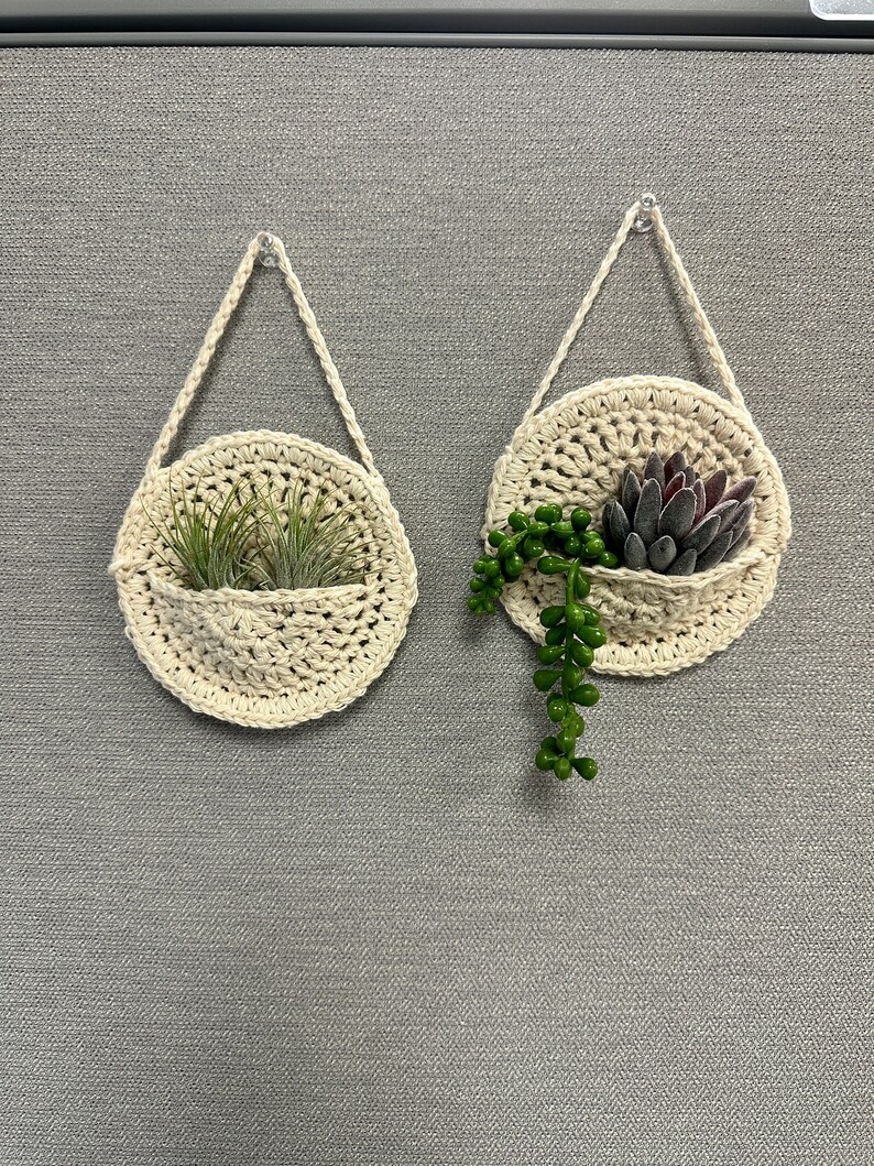 Beige Crochet Succulent Holder: Air Plant Holder for Home Decor