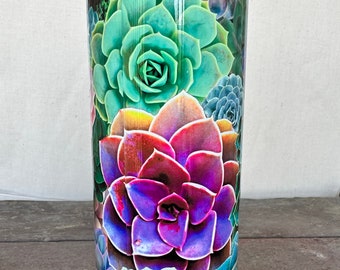 20 oz 3D Succulent Tumbler or Water Bottle, Skinny Stainless Steel Tumbler