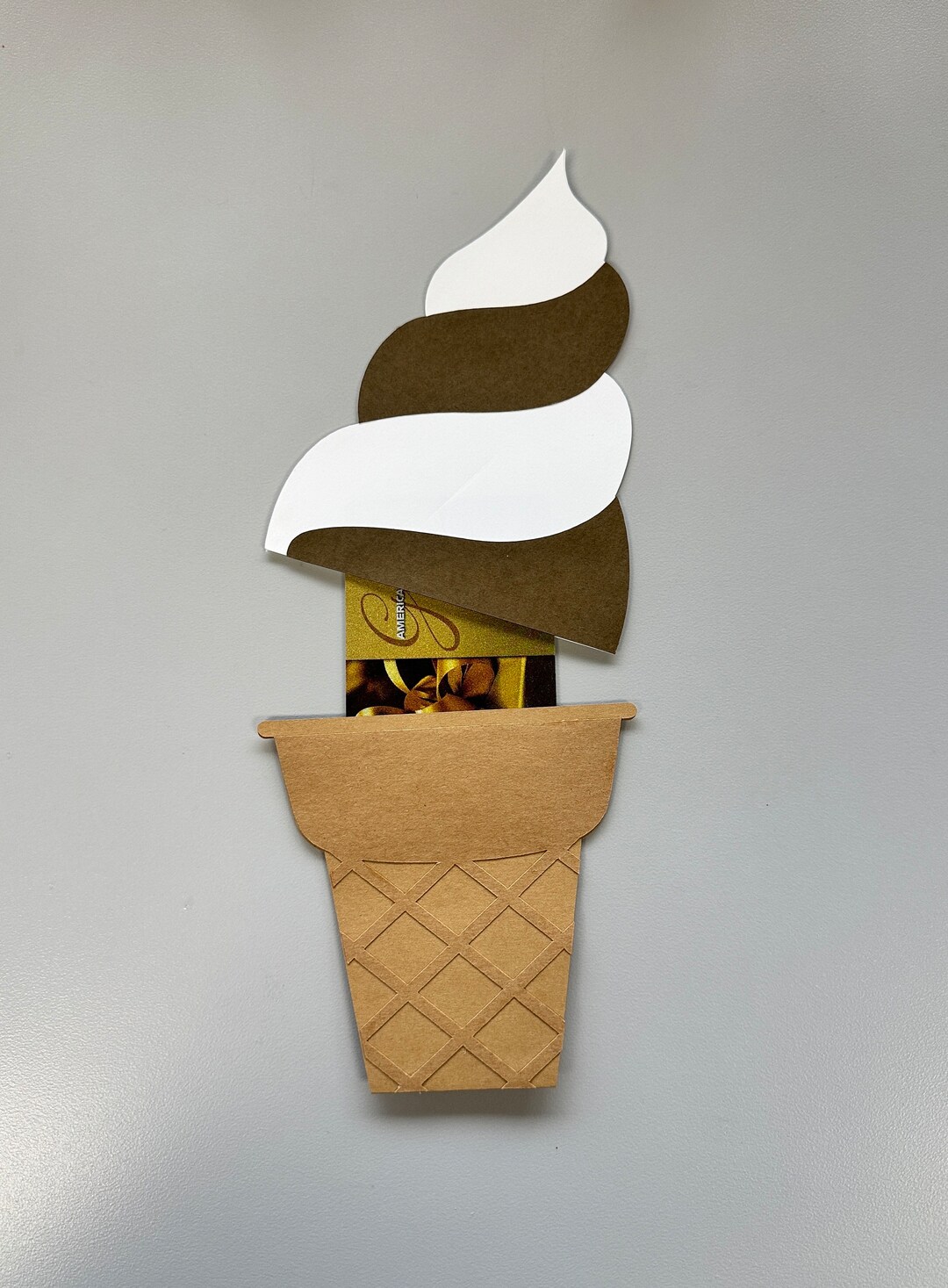 Ice Cream Card, Soft Serve Ice Cream Gift Card Holder, Birthday Money Holder, Holiday Gift