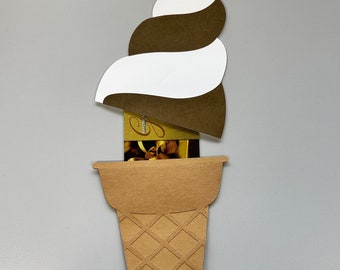 Ice Cream Card, Soft Serve Ice Cream Gift Card Holder, Birthday Money Holder, Holiday Gift Holder, with Envelope, Unique Card Holder