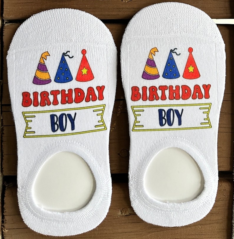 Happy Birthday Socks, Comfy Socks, No Show Socks, Fun Kid Socks, Fun Feet, Slippers, House Shoes, Silky Socks, Socks with Design, Free Ship image 3