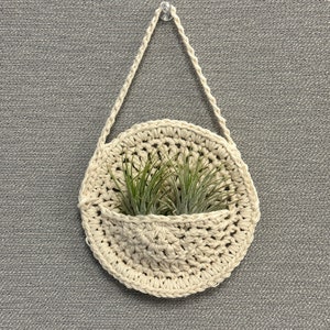 Beige Crochet Succulent Holder: Air Plant Holder for Home Decor