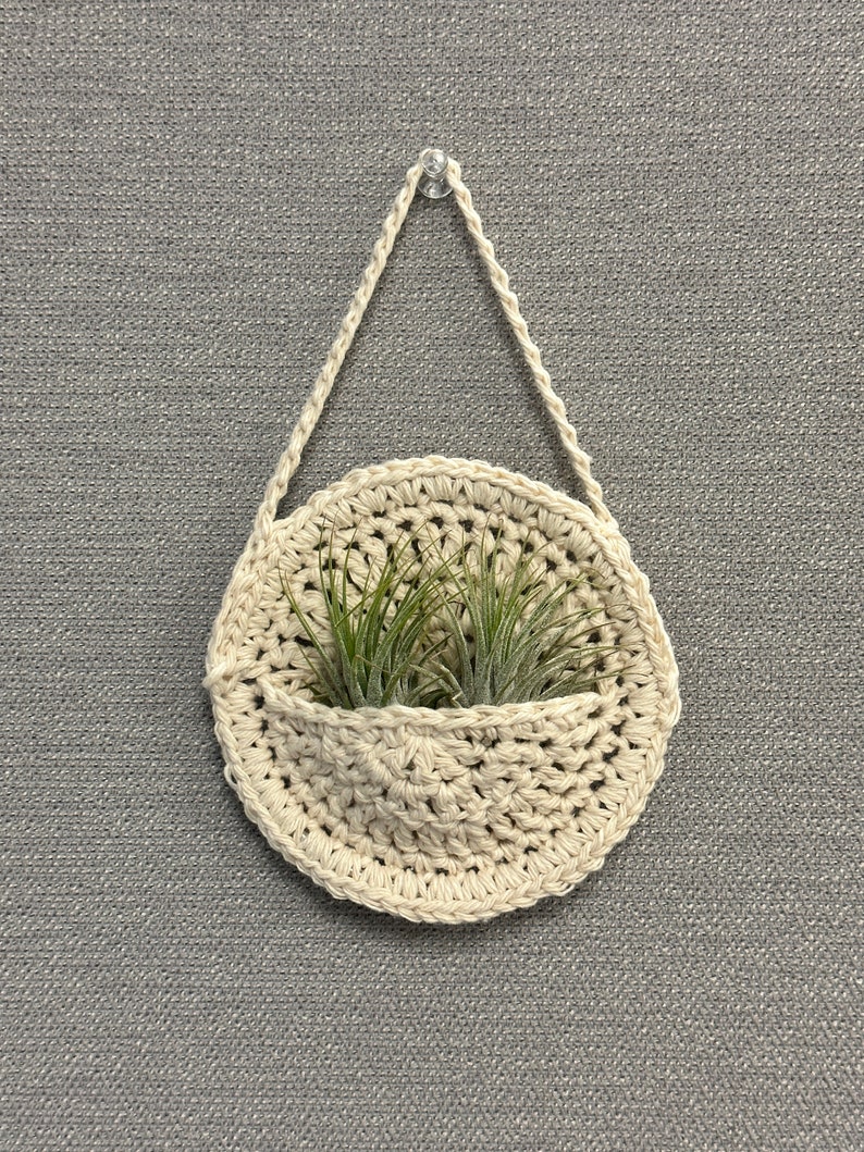 Beige Crochet Succulent Holder: Air Plant Holder for Home Decor