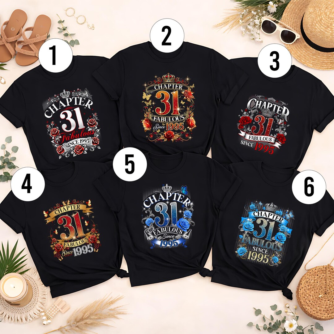 31st Birthday Shirt for Women, Chapter 31 Since 1995 Gift, Personalized ...