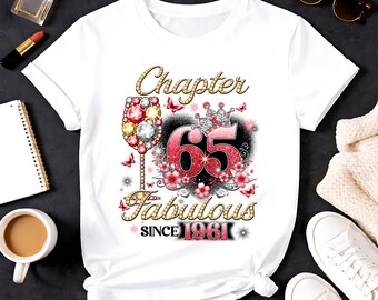 T-shirt 65ème Anniversaire - Floral Années 60 - Personnalisable - Taille S à 3XL - Neuf