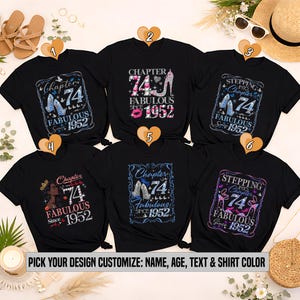 Regalo personalizado de 74.º cumpleaños para mujer, capítulo 74 desde 1952, camiseta de la Reina del Cumpleaños Diamante