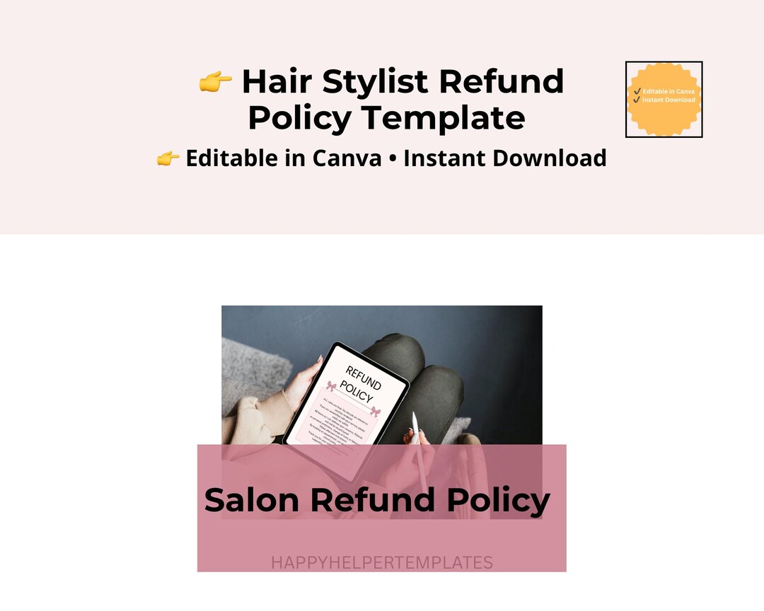 Hair Stylist Refund Policy Template | Salon Business (editable Canva ...