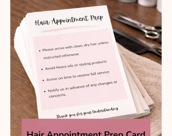 Tarjeta de preparación para cita de peluquería / Instrucciones de preparación del cliente / Plantilla de Canva para estilistas / Descarga digital editable