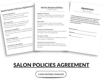 Contrato de alquiler de cabinas de peluquería, plantilla editable de Canva (descarga digital)