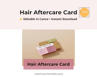Plantilla de Canva para tarjeta de cuidados posteriores al cabello / Instrucciones de cuidado para clientes de estilistas / Letrero imprimible para cuidados posteriores al salón