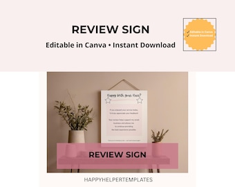 Plantilla de cartel para reseña de peluquería / Diseño editable en Canva (descarga digital)