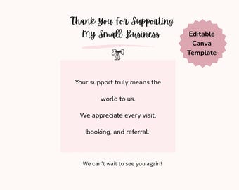 Letrero de agradecimiento para salón / Plantilla editable de Canva