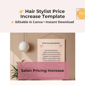 Avis d'augmentation de prix en salon de coiffure | Enseigne sur toile pour coiffeur (modifiable)