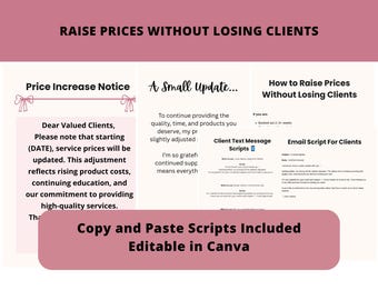 Paquete de plantillas de Canva para estilistas con aumento de precios en salones de belleza (descarga digital)