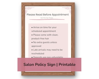 Plantilla imprimible de reglas de citas y letrero de política de salón editable