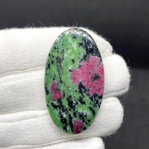Top Quality Natural Ruby Zoisite Oval Shape Cabochon Loose Gemstone For Making Jewelry 96.35 Ct 50X28X6 MM A-262