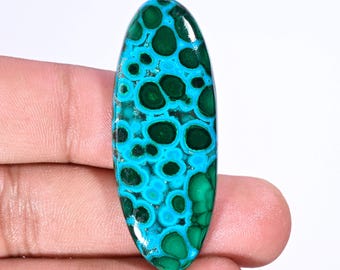 Chrysocolla Malachite Cabochon, Oval Gemstone (50X19X6 MM, 65.40 Ct)