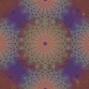 Sound Mandala, Geometric Art, Starburst, Orange and Purple, Energy Art, Psychedelic Art, Art Print, Kaleidoscope Design, Energy Patterns