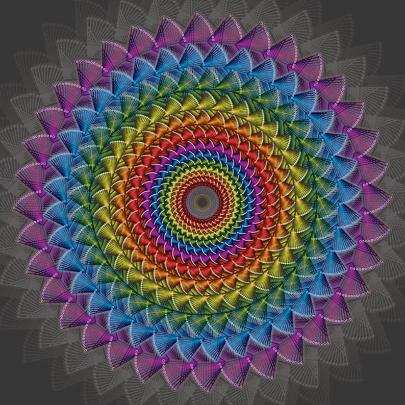 Rainbow Mandala, Colorful Mandala, Rainbow Kaleidoscope, Geometric Design, Rainbow Geometric Art, Digital Art Print, Geometric Rainbow Print image 1