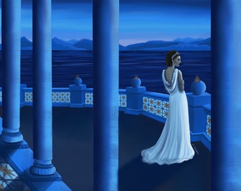 Blue Hour - Woman in White Dress Art Print