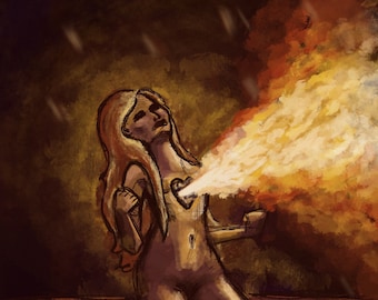 Our Fury Burns - Woman with Burning Heart Art Print