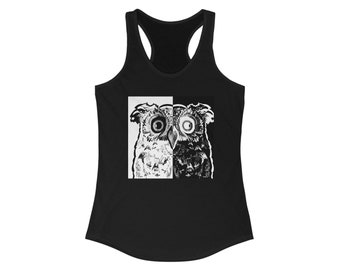 Black and White Owl Women's Racerback Tank