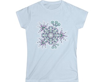 Kaleidoscope Eye Purple and Aqua Geometric Women's Tee