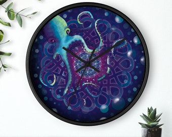 Things That Lurk in the Deep Octopus Mandala Wall Clock