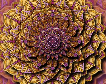 Yellow and Orange Mandala on Pink Background