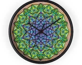 Green and Blue Mandala Wall Clock