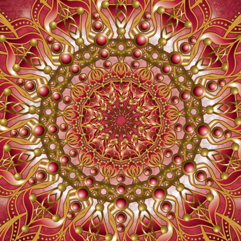 Divine Feminine, Red Mandala, Red and Gold, Geometric Art, Mandala Art, Spiritual, Meditation, Cosmic, Energy Art, Starburst, Kaleidoscope image 4