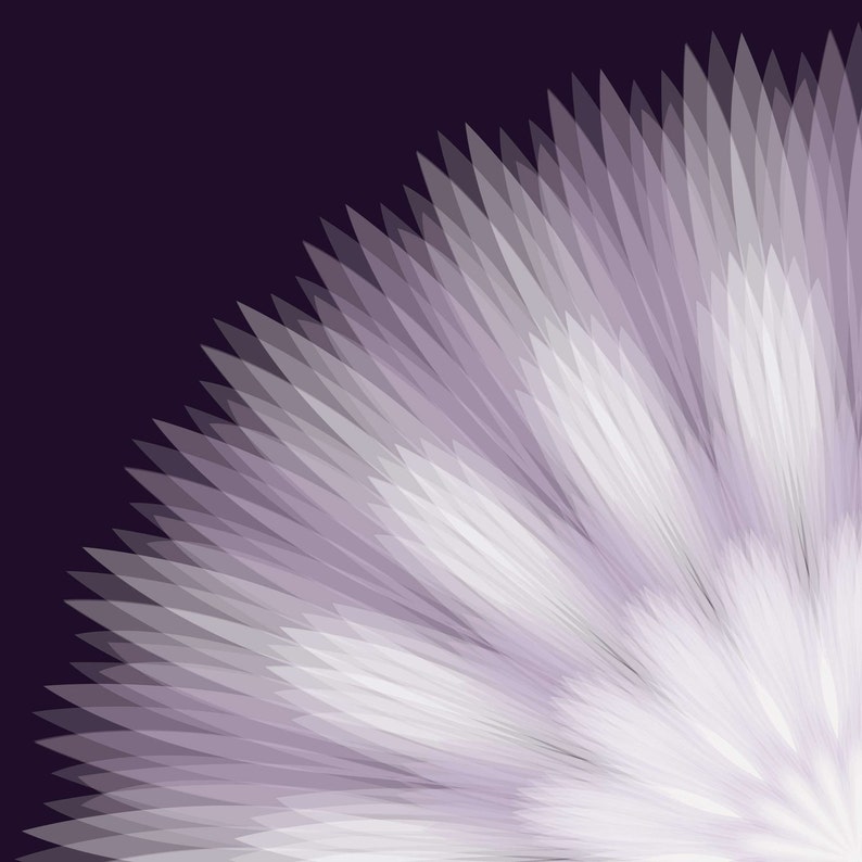 Purple Blossom Art, Energy Art, Meditation Design, Spiritual Art, Amethyst Color, Dark Purple and White, Starburst Art, Kaleidoscope Design image 2