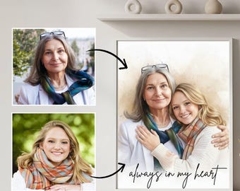 Memorial Portrait From Multiple Photos – Custom Family Keepsake (Digital File)