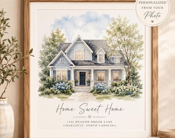 Custom Watercolor House Portrait Painting (Digital Download)